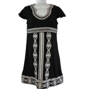 INC International Concepts Women’s Beaded Embroidered Black white Dress Size‎ L